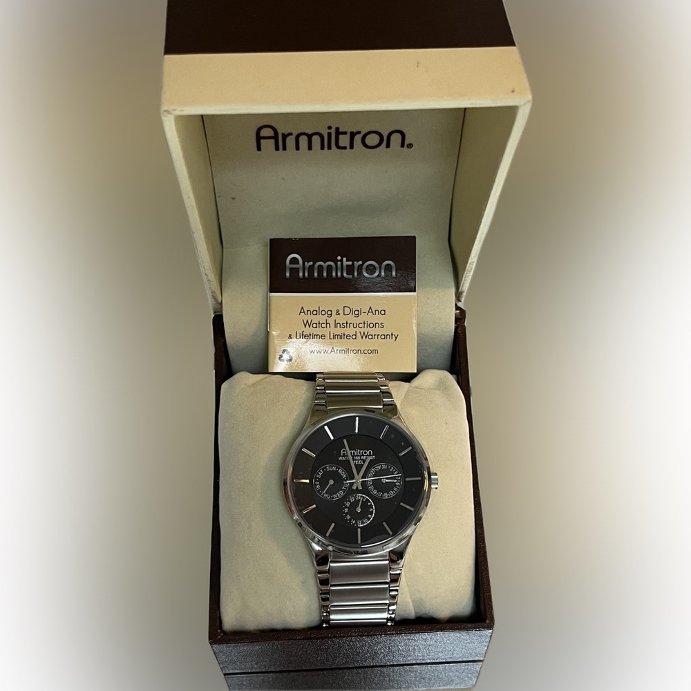Men’s Armitron Black and Silver Chronograph Watch